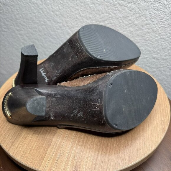 Michael Kors San‎ Antonio Mules Brown Leather Tassel Heeled Womens Size 7 - Picture 8 of 10